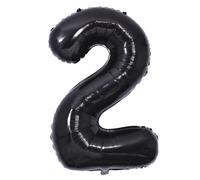 Ballon Chiffre 2 Noir, 0-90 Anniversaire Numero 2 Deco Birthday, Number 2 Noir Ballon Party Deco Soutenir helium - 100CM