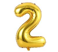 Ballon Chiffre 2 Or Anniversaire Numero 2 Deco Birthday, Number 2 Ballon Party Deco Soutenir helium - 100CM