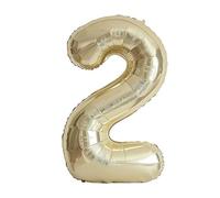 Ballon Chiffre 2 Platine Anniversaire Numero 2 Deco Birthday, Number 2 Ballon Party Deco Soutenir helium - 100CM