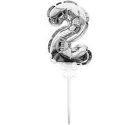 ballon chiffre 2 tige papier gâteau 15cm argent - sud trading cd4170+02 Gris G
