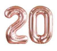 Ballon Chiffre 20 Rose Gold Géant: 40 Pouces 101 cm Grand Ballons Anniversaire Rosegold Numero 20 ans à Hélium Ballon de Baudruche Mylar Décoration