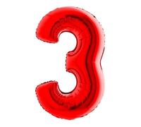 Ballon Chiffre 3 - GRABO - 102 cm - Aluminium - Rouge - Gonflable à l'hélium