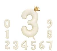 Ballon Chiffre 3 Helium Anniversaire Blanc Creme Chiffres 3 ans Ivoire Ballon Numéro 3 an Birthday XXL 100cm