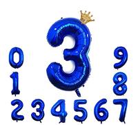 Ballon Chiffre 3 Helium Anniversaire Bleu foncé Chiffres 3 ans Bleu Ballon Numéro 3 an Birthday XXL 100cm