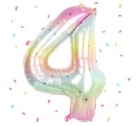 Ballon Chiffre 4,Ballons 4 an Gradient d'étoiles,Ballons 4 Ans Anniversaire Numero 4 Hélium Ballons,101cm Chiffre 4 Decoration Pour Garçons Filles Anniversaire Fête
