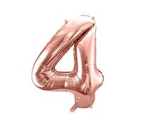 Ballon Chiffre 4 Rose Gold Aluminium Mylar 60 cm - Décoration Anniversaire et Fête - Ballon Chiffre Métallisé Réutilisable Gonflage Air ou Hélium