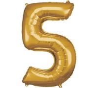 Ballon chiffre 5 - Marque - Modèle - Aluminium or - Jaune - Gonflable à l'hélium