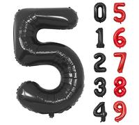 Ballon Chiffre 5 Noir 101 CM Numero 5 Ballon Anniversaire Chiffre 5 Ans Garcon pour Enfant Décorations de Fêtes D'anniversaires (Chiffre 5)