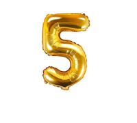Ballon Chiffre 5 Or 35 cm - SKYLANTERN - Restent gonflés et flottent plus longtemps - Décoration de fête