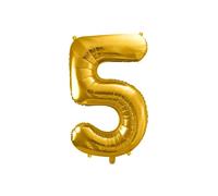 PartyDeco Ballon gonflable chiffre 5 doré 86 cm Hélium