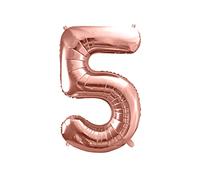 Ballon Chiffre 5 Rose Gold Aluminium Mylar 60 cm - Décoration Anniversaire et Fête - Ballon Chiffre Métallisé Réutilisable Gonflage Air ou Hélium