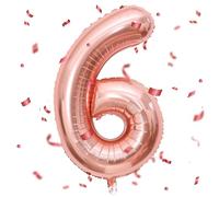 Ballon Chiffre 6,Ballons 6 an Or rose,Ballons 6 Ans Anniversaire Numero 6 Hélium Ballons,101cm Chiffre 6 Decoration Pour Garçons Filles Anniversaire Fête
