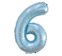 Ballon Chiffre 6 Bleu Perle Anniversaire Numero 6 Deco Birthday, Number 6 Ballon Party Deco Soutenir helium - 100CM