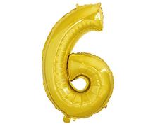 Ballon chiffre 6 doré. Ballons géants chiffre doré fêtes anniversaires décoration fête anniversaire mariage grande taille 70 cm avec accessoire pour gonfler l'air ou l'hélium
