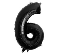 Ballon chiffre 6 noir - Ballons géants numéro 6 fêtes anniversaires décoration fête anniversaire mariage grande taille 70 cm avec accessoire pour gonfler l'air ou l'hélium