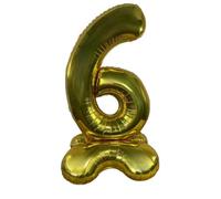 Ballon Chiffre 6 Or Aluminium 100 cm - Grand Format Réutilisable - Se Tient Debout - Finition Métallisée Élégante - Prima