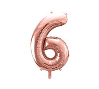 Ballon Chiffre 6 Rose Fuchsia Aluminium Mylar 60 cm - Ballon Métallisé à Gonfler à l’Air ou à l’Hélium - Décoration Anniversaire Fête et Événement Rose Flashy
