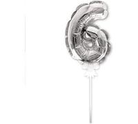 ballon chiffre 6 tige papier gâteau 15cm argent - sud trading cd4170+06 Gris G