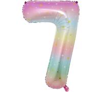 Ballon chiffre 7 arc-en-ciel, ballon chiffre 7 géant de 40 pouces en aluminium, ballon chiffre 7 pour décoration d'anniversaire fille ballon géant en aluminium pour fille garçon anniversaire fête