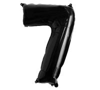 Ballon chiffre 7 noir - Ballons géants numéro 7 fêtes anniversaires décoration fête anniversaire mariage grande taille 70 cm avec accessoire pour gonfler l'air ou l'hélium