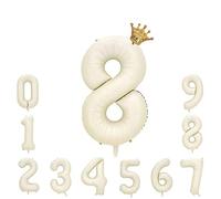 Ballon Chiffre 8 Helium Ballon Anniversaire Blanc Creme Chiffres 8 ans Ivoire Ballon Numéro 8 an Birthday XXL 100cm