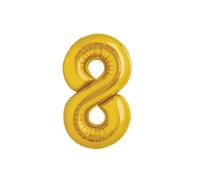 Ballon Chiffre 8 Or 86 cm - Aluminium Métallisé Réutilisable - Fête - Décoration Événementielle Gonflable Air ou Hélium - Prima