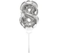 ballon chiffre 8 tige papier gâteau 15cm argent - sud trading cd4170+08 Gris G
