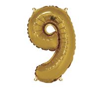 Ballon Chiffre 9, 40cm, 1pce. , or