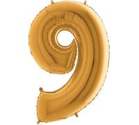 Ballon Chiffre 9 - ALU - Gold - 26"" - 66CM - Hélium Inclus - Décoration Anniversaire