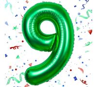 Ballon chiffre 9, ballons numéro 9 vert foncé 101,6 cm, grands ballons autogonflants en aluminium numéro 9 vert foncé, ballon d’anniversaire 9 pour garçons, filles, femmes, hommes, décorations de fête