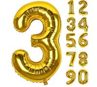 Ballon Chiffre Anniversaire 3 Or,Numéro 3 Feuille Géante Hélium Ballons Gonflables XXL Grand Ballon 3 Numérotés Garçon Fille Homme Femme D'anniversaire Décoration pour Fête Mariage Célébrations