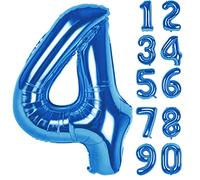 Ballon Chiffre Anniversaire 4 Bleu,Numéro 4 Feuille Géante Hélium Ballons Gonflables XXL Grand Ballon 4 Numérotés Garçon Fille Homme Femme D'anniversaire Décoration pour Fête Mariage Célébrations