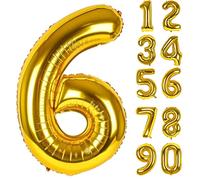 Ballon Chiffre Anniversaire 6 Or,Numéro 6 Feuille Géante Hélium Ballons Gonflables XXL Grand Ballon 6 Numérotés Garçon Fille Homme Femme D'anniversaire Décoration pour Fête Mariage Célébrations