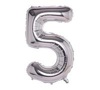 Ballon chiffre argent 110 cm géant en mylar idéal pour fête, adapté à l'hélium - Numéro 5