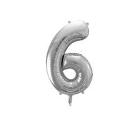 Ballon aluminium chiffre "6" argent 86 cm