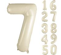 Ballon chiffre Beige 102 cm Crème Blanc Ballon chiffre 7 Fille Garçon Anniversaire Ballons Blanc cassé Hélium Ballon Mylar Décoration d'anniversaire Fête Banquet Décoration Chiffre 7