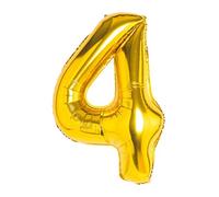 Ballon chiffre doré 110 cm géant en mylar Idéal pour fête Adapté à l'hélium Numéro 4