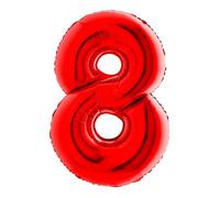Ballon chiffre - GRABO - 8 - Aluminium - 102 cm - Rouge - Hélium compatible