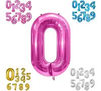 Ballon Chiffre - Numero 0 Couleur Rose - Decoration Anniversaire, Ballons anniversaire, Bapteme, Fête, Celebration - Ballon Gonflable en Air ou Helium Gaz - Taille 86 cm gonflé.