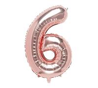 Ballon chiffre or rose 110 cm géant en mylar idéal pour fête, adapté à l'hélium - Numéro 6
