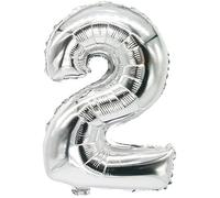 Ballon Chiffre - PAPSTAR - 0-9 - Argenté - 35 cm - Avec valve automatique