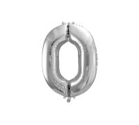 PartyDeco - FB1M-0-018 - Ballon Mylar en forme de chiffre 0 zéro argent 86 cm pour anniversaire adulte enfant Nouvel An, couleur