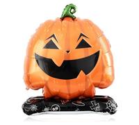 Ballon citrouille pour décorations de fête d'Halloween - Ballons géants autoportants en aluminium Mylar pour fête d'Halloween, fête d'anniversaire, maison hantée - Fournitures de décoration