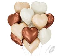 Ballon Coeur Blanc Brun Abricot, 18 Inch Ballon Mariage Forme de Coeur, Ballons de Fleuret Hélium Blanc Brun Abricot Décoration pour Anniversaire Douche de bébé Mariage Valentine