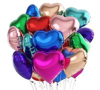 Ballon Coeur Coloré 24 pcs, Baudruche en Forme de Coeur 8 couleurs,Ballon Helium Coeur pour Anniversaire, Mariage, Saint Valentin, Douche de bébé, décoration de fête de Noël（8 couleurs）