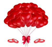 Ballon Coeur Helium, 100 Ballon Coeur Rouge, Ballon Mariage, Ballon Baudruche Coeur Latex pour Mariage Anniversaire Saint Valentin Fête Décoration -30cm (Rouge)