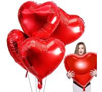 Ballon Coeur Helium Géant XXL Rouge pour Saint Valentin, Déco Fiançailles et Mariage - 4 Pièces