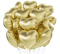 Ballon Coeur or 20 pcs, baudruche en Forme de Coeur, Ballons de Fleuret, Ballon Helium Coeur pour Anniversaire, Mariage, Saint Valentin, décoration de fête de Noël（Or clair）