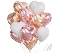 Ballon Coeur Or Rose, 18 Inch Ballon Mariage Forme de Coeur, Ballon Coeur Rouge Helium, Ballons de Fleuret Coeur, Ballon Coeur Rose Blanc Hélium Décoration Romantique pour Engagement Mariage Valentine