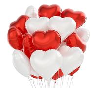Ballon Coeur rouge blanc 24 pcs, Baudruche en Forme de Coeur,Ballons de Fleuret,Ballon Helium Coeur pour Anniversaire, Mariage, Saint Valentin, décoration de fête de Noël